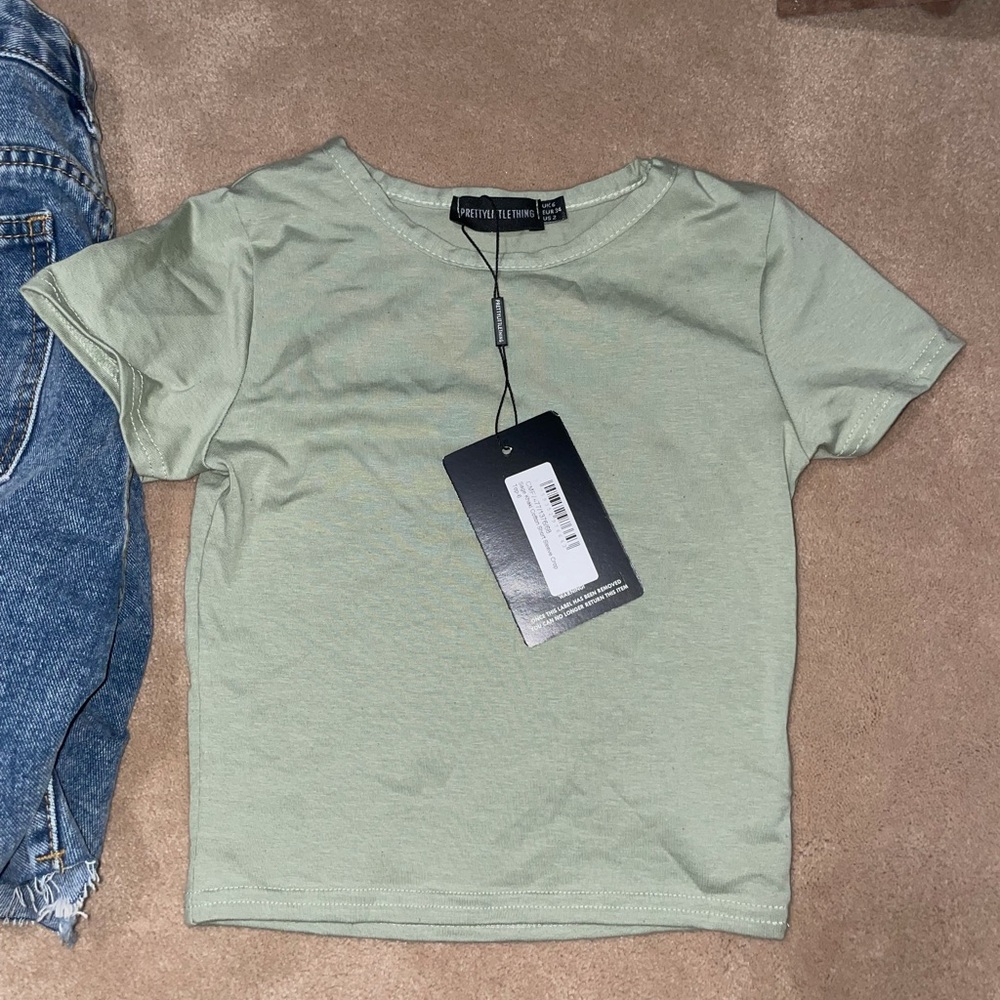 PLT green/sage crop top